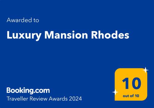 a yellow box with the textouched to luxury mansion rides at Luxury Mansion Rhodes in Ialyssos