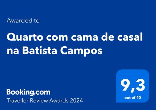 Certificate, award, sign, o iba pang document na naka-display sa Quarto com cama de casal na Batista Campos