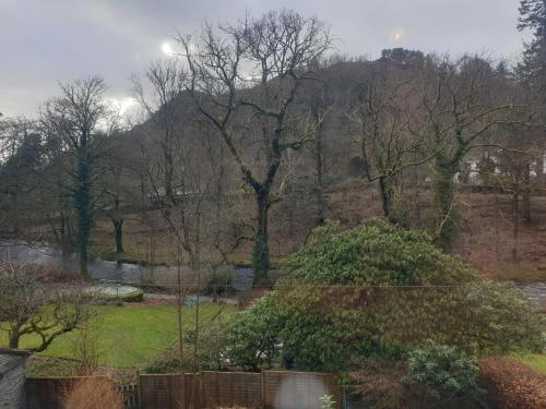 a view of a park with trees and a river at Rydal Lodge in Rydal