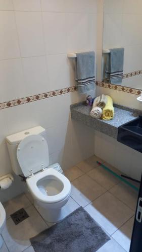 a bathroom with a white toilet and a sink at Depto Piacentini p/ 1 o 2 personas in Resistencia