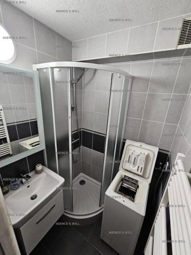 La petite salle de bains est pourvue d'une douche et d'un lavabo. dans l'établissement Résidence Héliovillage - VILLA 4 pers. CAP d'AGDE MAE-1291, au Cap d'Agde