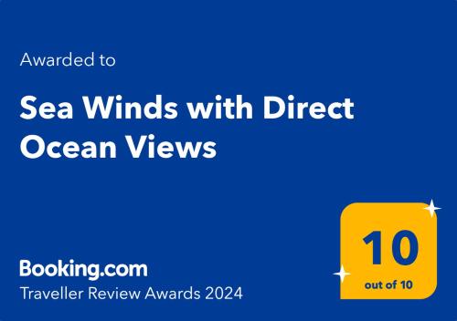 Ein Zertifikat, Auszeichnung, Logo oder anderes Dokument, das in der Unterkunft Sea Winds with Direct Ocean Views ausgestellt ist