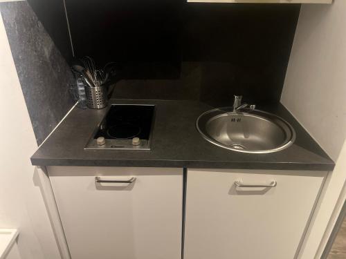 a bathroom counter with a sink and a sink at EFA in Villeurbanne