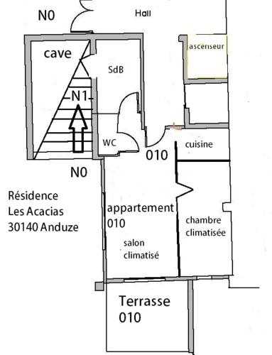 a floor plan of a house at Appartement 10 Des Acacias in Anduze