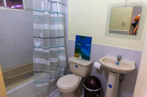 ein Bad mit einem WC und einem Waschbecken in der Unterkunft Villa La Casita in Santa Ana