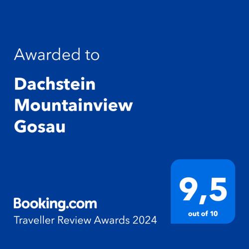 a screenshot of a cell phone with the text awarded to dachstein mountainify at Dachstein Mountainview Gosau in Gosau
