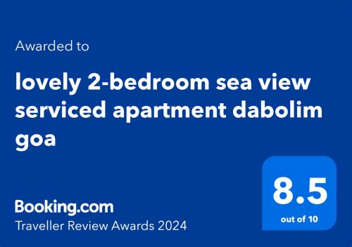 a screenshot of a cell phone with the text payable bedroom sea view serviced at lovely 2-bedroom sea view serviced apartment dabolim goa in Dabolim