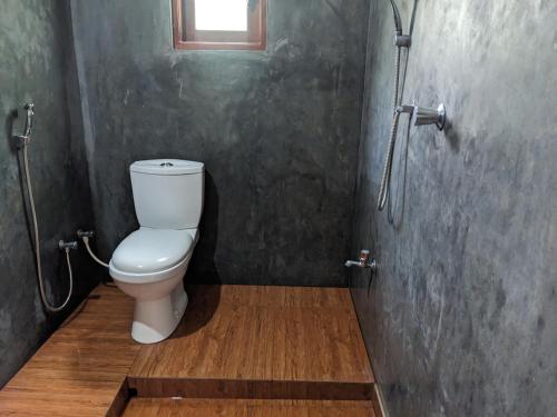 a bathroom with a toilet and a shower at Afenta Motel- Mihintale in Mihintale