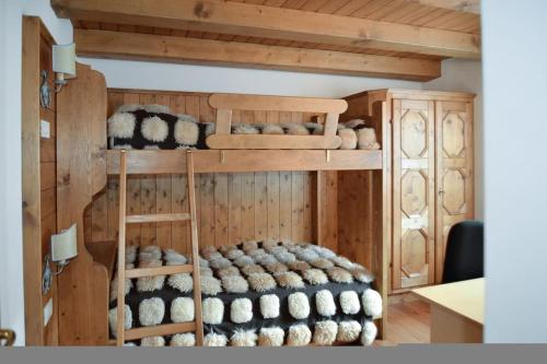 Holidays on Dolomites tesisinde bir ranza yatağı veya ranza yatakları
