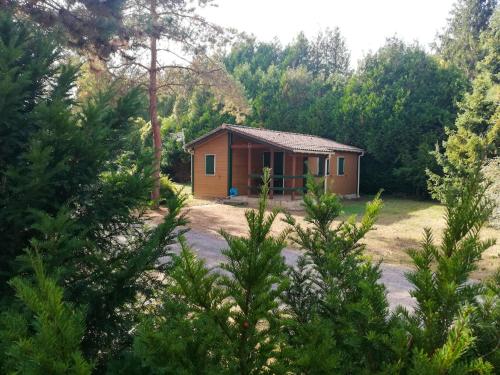 a small cabin in the middle of a forest at Chalet de 2 chambres avec jardin amenage a Presles et Boves in Presles-et-Boves