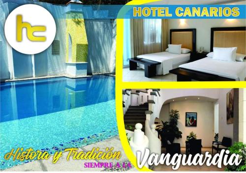een collage van foto's van een hotel met zwembad bij era hc in Cuernavaca