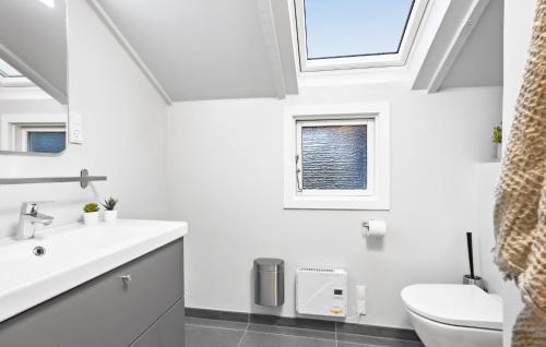 Høruphavにある2 Bedroom Lovely Home In Sydalsの白いバスルーム(洗面台、トイレ付)
