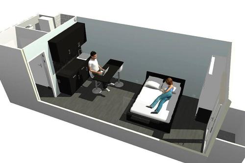 - un salon avec une télévision pour 2 personnes dans l'établissement STUDIO Mr&Mrs, à Aix-en-Provence