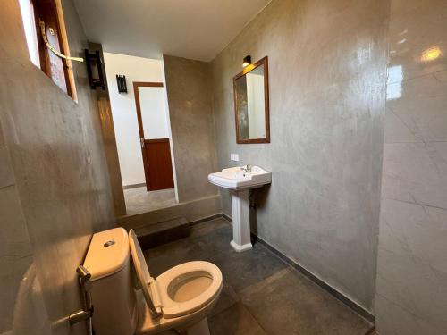 希卡杜瓦的住宿－Serenique Heaven，一间带卫生间和水槽的浴室