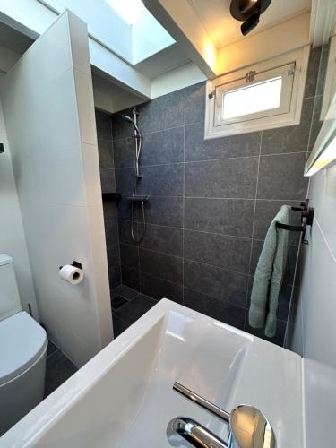 ein Bad mit einem Waschbecken und einem WC in der Unterkunft Zandrijk in Egmond aan den Hoef