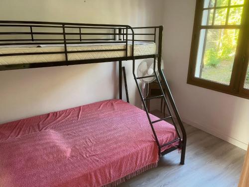 1 Schlafzimmer mit 2 Etagenbetten und einem Fenster in der Unterkunft Maison Arcachon, 3 pièces, 5 personnes - FR-1-319-383 in Arcachon
