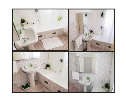 a collage of three pictures of a bathroom at UNIQUE 1920's Historic Retreat! Pet Friendly! in Springwood