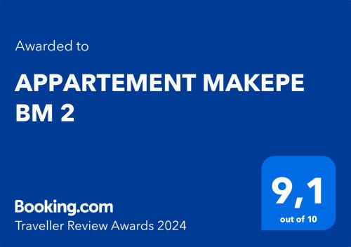 Certifikát, hodnocení, plakát nebo jiný dokument vystavený v ubytování APPARTEMENT MAKEPE BM 2