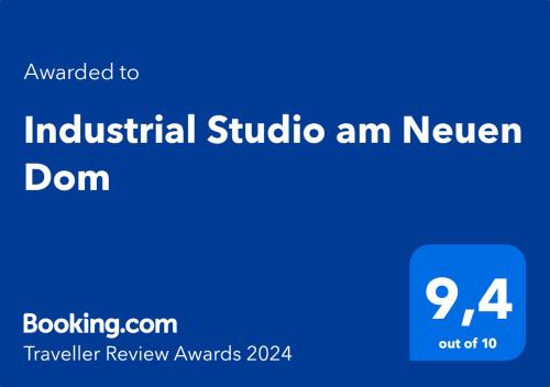 Certifikat, nagrada, logo ili neki drugi dokument izložen u objektu Industrial Studio am Neuen Dom