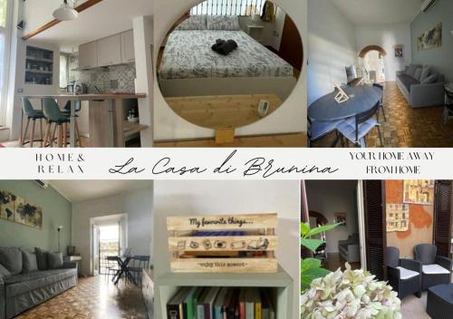 a collage of photos of a living room and a bedroom at La Casa di Brunina - Serenità a un passo dal Centro in Monza