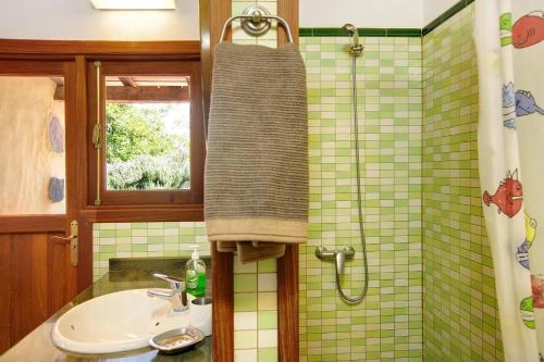 a bathroom with a sink and a shower at Finca Los Dioses I in Mogán