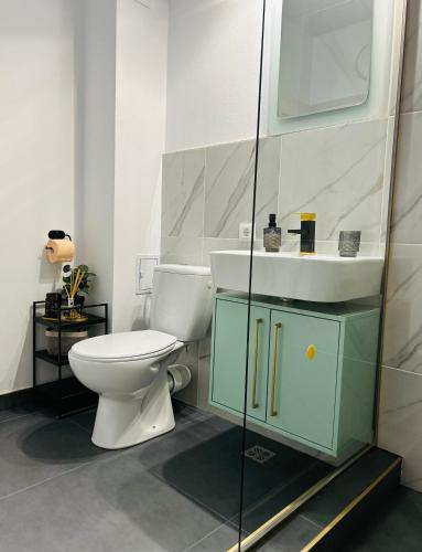 a bathroom with a toilet and a sink at Noa Residence in Alba Iulia