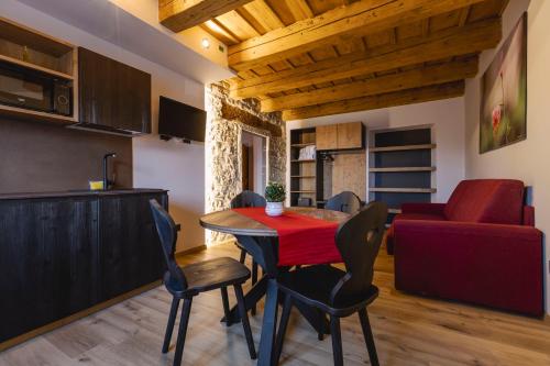 Kuchyň nebo kuchyňský kout v ubytování Granduca Mountain Wellness Apartments Campigna