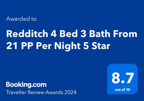 a screenshot of a bed bath from p php night star at Redditch 4 Bed 3 Bath From 21 PP Per Night 5 Star in Redditch