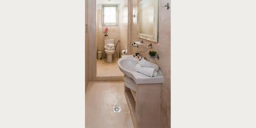 a bathroom with a sink and a toilet at Villa Mina in Adamantas
