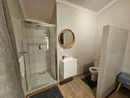 アピントンにあるDusky Sunbird Roomのシャワーとトイレ付きのバスルーム