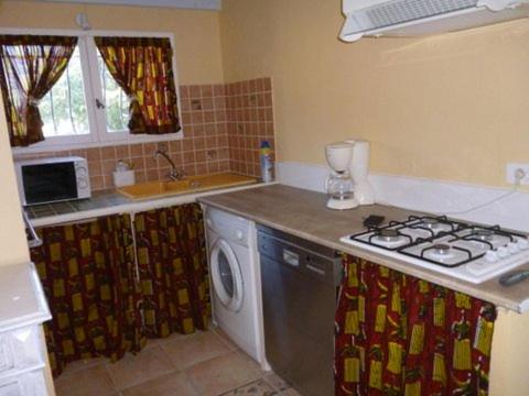 uma cozinha com um fogão e uma máquina de lavar roupa em Les Calèches de Mado em Maillane