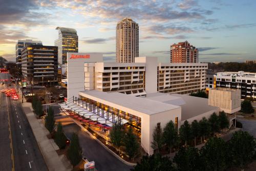 an aerial view of a building in a city at Atlanta Marriott Buckhead Hotel & Conference Center in Atlanta