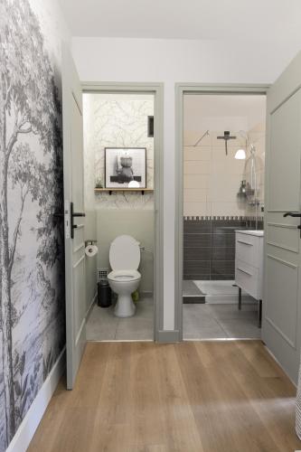 une salle de bain avec toilettes, douche et lavabo dans l'établissement Logement 1 chambre Basse Ville 2 min hypercentre, à Valence