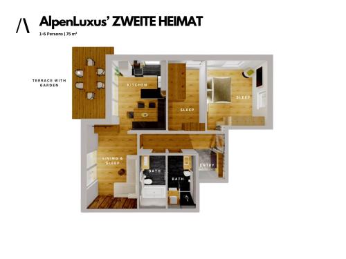 Plán poschodí v ubytovaní AlpenLuxus' ZWEITE HEIMAT with garden & underground parking space