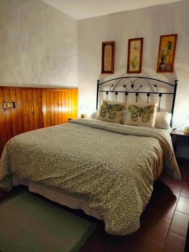 1 dormitorio con 1 cama grande en una habitación en Casita del Tejedor, en Frigiliana
