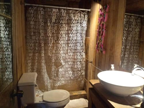 bagno con lavandino e servizi igienici di Australlodge a Hornopiren