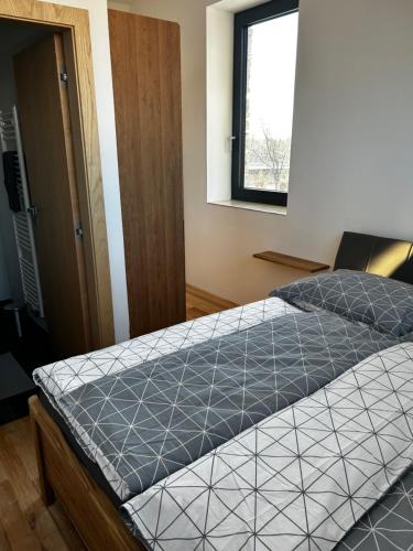 a bedroom with two beds and a window at Palace Resort Jíloviště in Jíloviště