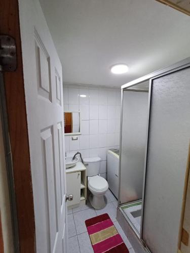 Baño pequeño con aseo y lavamanos en Casa en Valdivia, en Valdivia