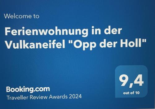 a screenshot of a phone screen with the text welcome to in at Ferienwohnung in der Vulkaneifel "Opp der Holl" in Brockscheid