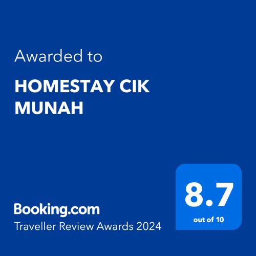 a blue screen with the text awarded to hamsterley ck murgh at HOMESTAY CIK MUNAH in Taiping