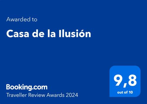 Certifikát, ocenenie alebo iný dokument vystavený v ubytovaní Casa de la Ilusión
