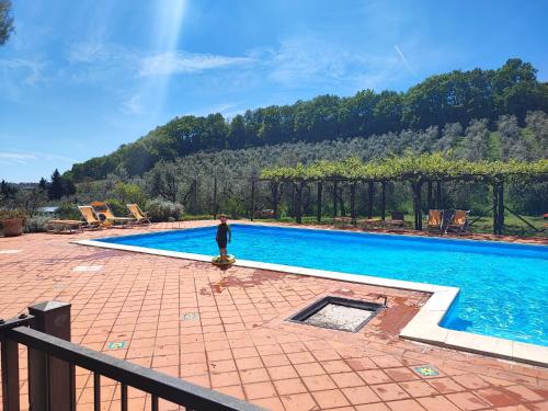 a person riding a skateboard by a swimming pool at Agriturismo Le Macine in Silvi Marina