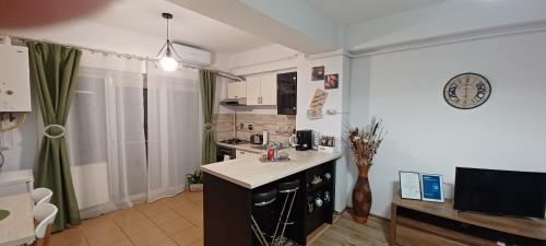 a kitchen with a counter top in a room at Angel apartament in Sibiu