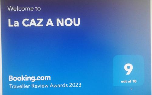 a blue screen with the words la caa nov on it at La CAZ A NOU in Saint-Pierre