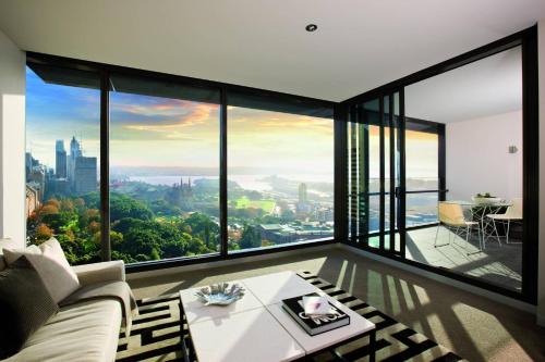 a living room with a view of the city at Test Property in Kasnadar