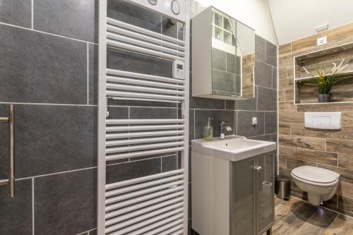 łazienka z toaletą i umywalką w obiekcie Studio Cardeurs w Aix-en-Provence