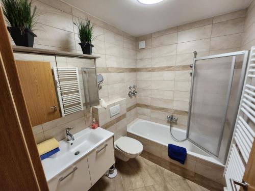 Ένα μπάνιο στο Ferienwohnung Tatzelwurm A5