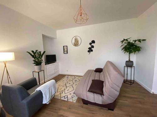 un salon avec un canapé et une chaise dans l'établissement Casa Cosy, à Angers