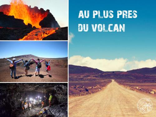 a collage of photos of people on a desert road at Ô Ti' Lodge Vanilla in Bras-Panon