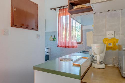 Una cocina con una encimera con una batidora encima. en Apartment Natasa, en Rogoznica